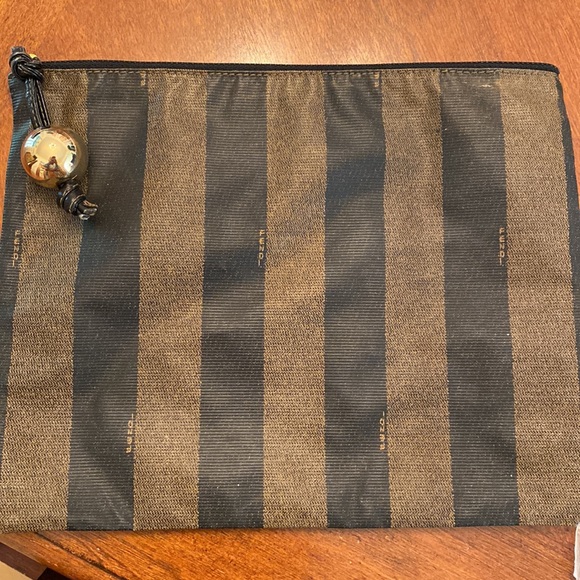 Vintage Fendi Pouch Brown Canvas Clutch - Picture 9 of 10